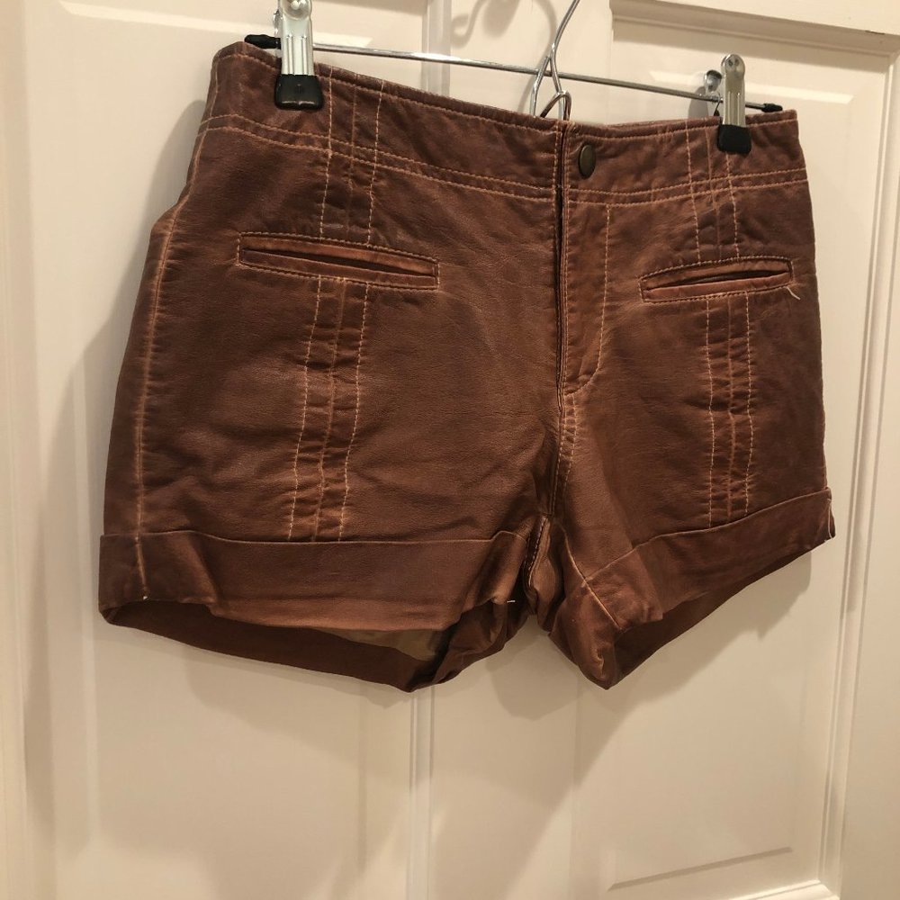 Free People Sz 0 Vegan Brown Leather Shorts